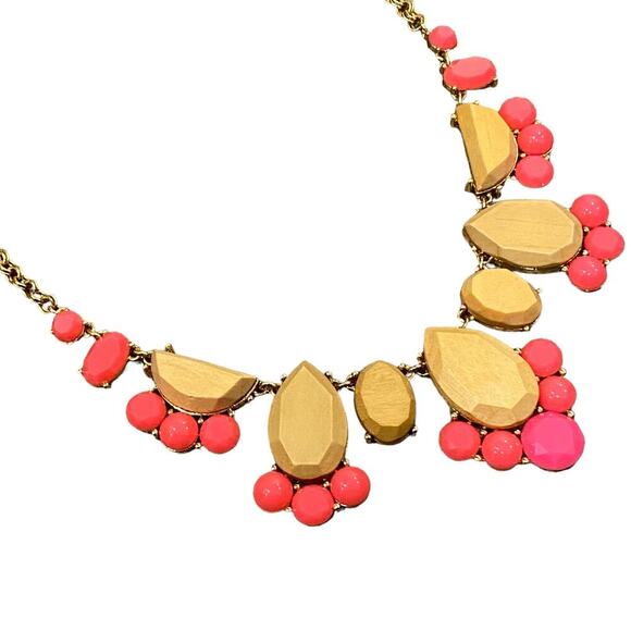 Kate Spade New York 'Day Tripper' Stone Bib Necklace Hot Pink/Wood - Picture 2 of 7